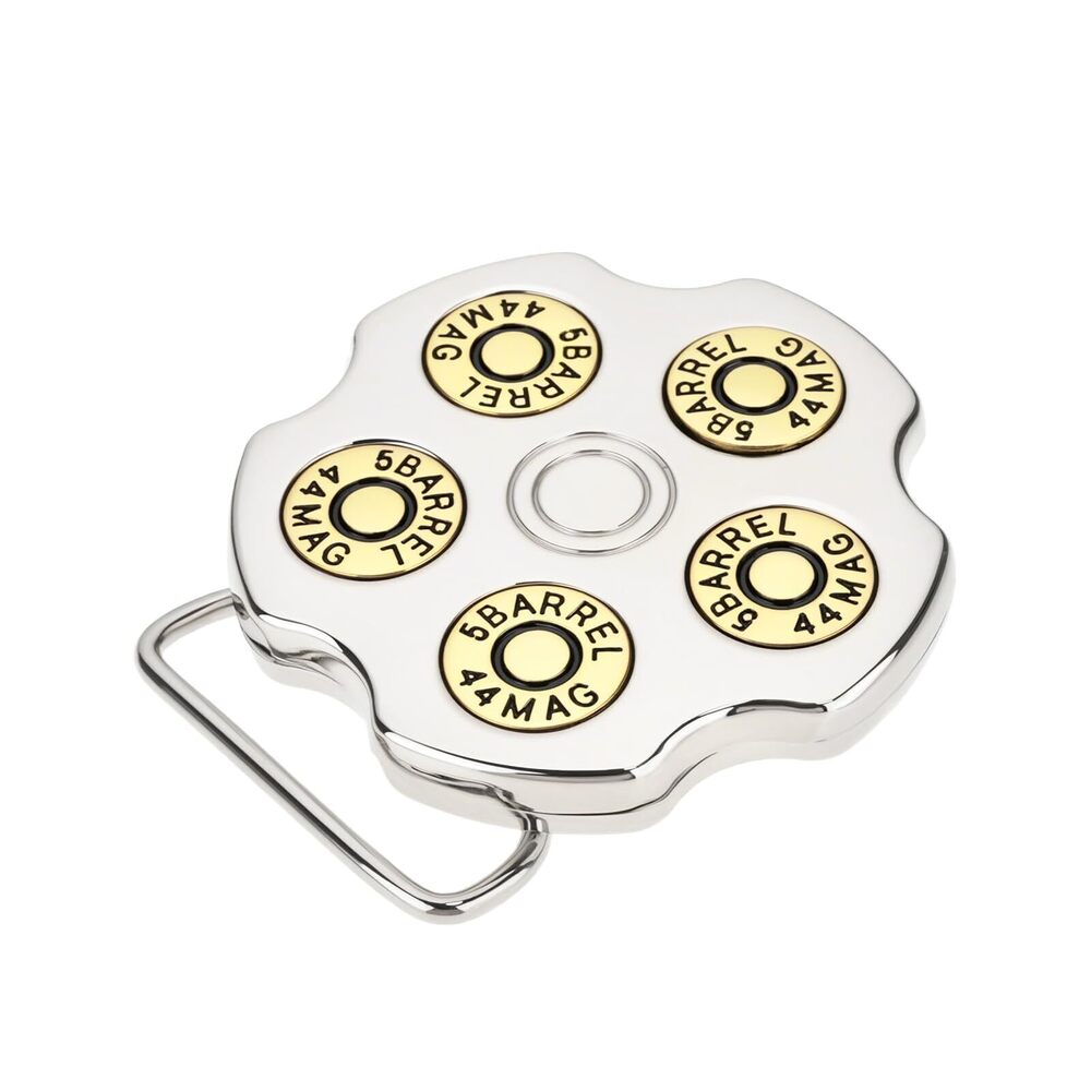 4955 1pc Bullet Spinner Metal Belt Buckle 7x7cm 38-40mm Bullet Revolver